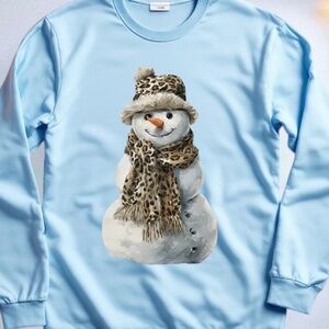 Snowman Leopard Christmas T-shirt S M L XL XXL Blue trending Custom made New